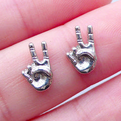 V Sign Floating Charms | Victory Hand Sign Charm | Living Memory Lockets | Floating Locket Making | Shaker Charm Supplies (2pcs / 6mm x 10mm)