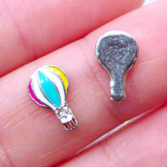 DEFECT Hot Air Balloon Floating Charms | Travel Memory Living Lockets | Glass Floating Locket Supplies | Shaker Charm DIY | Metal Embellishment | UV Resin Crafts (2pcs / 6mm x 10mm)