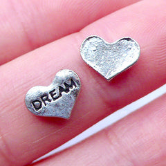 Dream Heart Floating Charms | Memory Lockets | Glass Living Locket Findings | Shaker Charm Making | Metal Embellishments (2pcs / 9mm x 7mm)