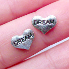 Dream Heart Floating Charms | Memory Lockets | Glass Living Locket Findings | Shaker Charm Making | Metal Embellishments (2pcs / 9mm x 7mm)