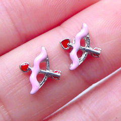 Cupid's Arrow and Bow Floating Charms | Love Embellishment | DIY Living Locket for Valentine's Day | Glass Memory Lockets | Wedding Supplies (2pcs / 10mm x 8mm)