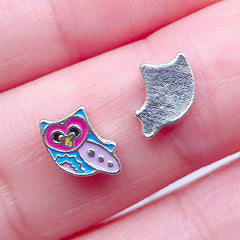 DEFECT Owl Floating Charms | Animal Shaker Charm | Bird Enamel Charm | Floating Living Memory Lockets | Tiny Metal Embellishments (2pcs / 6mm x 7mm)