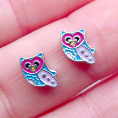 DEFECT Owl Floating Charms | Animal Shaker Charm | Bird Enamel Charm | Floating Living Memory Lockets | Tiny Metal Embellishments (2pcs / 6mm x 7mm)