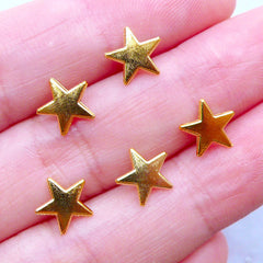 Mini Gold Star Charm for UV Resin Crafts | Tiny Metal Embellishments | Kawaii Cabochons for Resin Filling (5pcs / Gold / 8mm x 8mm)