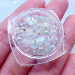 Holographic Stones | Mini Stone in Irregular Shapes | Kawaii Stones in AB Jelly Color | Iridescent Beads (No Hole / AB Clear White)