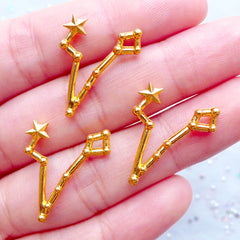 Pisces Constellation Charms | Horoscope Zodiac Charm | Astrology Star Map Jewelry | Astronomy Charm | Kawaii UV Resin Filling Material (3pcs / Gold / 18mm x 22mm)