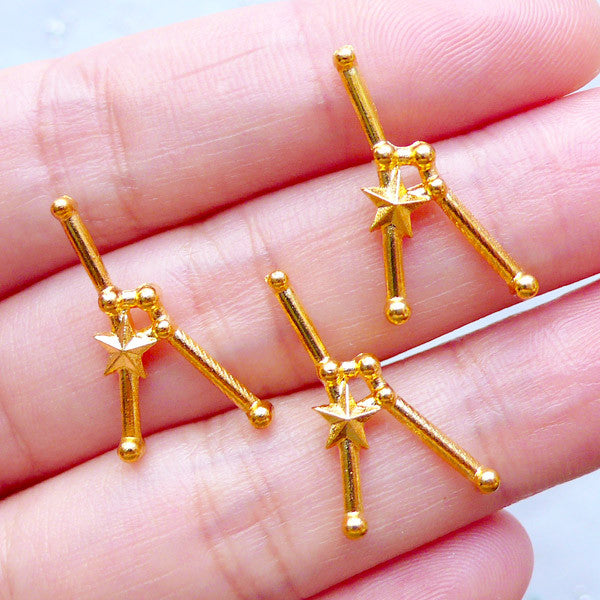 Cancer Astrology Sign Charms | Zodiac Star Map Charm | Horoscope Constellation Jewelry | Astronomy Filling Materials | UV Resin Craft (3pcs / Gold / 11mm x 22mm)