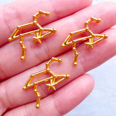 Leo Astronomy Sign Charms | Horoscope Star Map Charm | Constellation Zodiac Jewelry | Astrology Filling Materials | UV Resin Art (3pcs / Gold / 22mm x 18mm)
