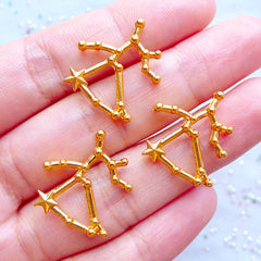 Horoscope Constellation Charms | Sagittarius Star Map Charm | Cosmos Filling Materials | Astrology Zodiac Charm | Astronomy Charm | UV Resin Galaxy Jewelry DIY (3pcs / Gold / 20mm x 19mm)