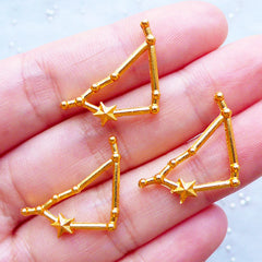 Zodiac Constellation Charms | Galaxy Jewelry Making | Capricorn Star Map Charm | Horoscope Sign Charm | Astrology Filling Materials | UV Resin Craft (3pcs / Gold / 19mm x 23mm)