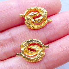 Pisces Charms | Zodiac Sign Charm | Astrology Jewelry | Horoscope Filling Materials | Kawaii UV Resin Crafts (2pcs / Gold / 17mm x 11mm)