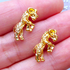 Aries Charms | Astrology Sign Charm | Horoscope Jewelry | Zodiac Filling Materials | Kawaii UV Resin Art (2pcs / Gold / 17mm x 8mm)