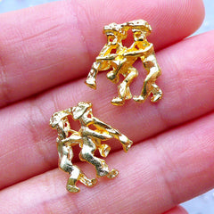 Gemini Charms | Zodiac Sign Charm | Horoscope Jewellery | Astrology Charm | UV Resin Filling Materials | Kawaii Craft Supplies (2pcs / Gold / 13mm x 14mm)