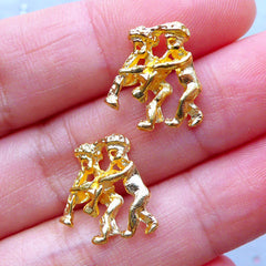 Gemini Charms | Zodiac Sign Charm | Horoscope Jewellery | Astrology Charm | UV Resin Filling Materials | Kawaii Craft Supplies (2pcs / Gold / 13mm x 14mm)