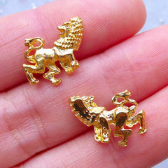 Leo Charms | Kawaii UV Resin Crafts | Horoscope Filling Materials | Zodiac Sign Charm | Astrology Jewelry (2pcs / Gold / 12mm x 14mm)