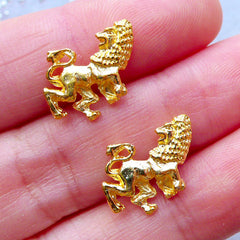 Leo Charms | Kawaii UV Resin Crafts | Horoscope Filling Materials | Zodiac Sign Charm | Astrology Jewelry (2pcs / Gold / 12mm x 14mm)