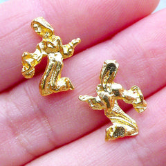 Virgo Charms | UV Resin Craft Supplies | Zodiac Sign Filling Materials | Astrology Charm | Horoscope Jewelry (2pcs / Gold / 12mm x 14mm)
