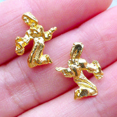 Virgo Charms | UV Resin Craft Supplies | Zodiac Sign Filling Materials | Astrology Charm | Horoscope Jewelry (2pcs / Gold / 12mm x 14mm)