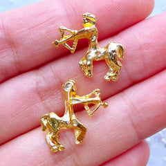 Sagittarius Sign Charms | Zodiac Charm | UV Resin Filling Materials | Astrology Jewelry | Horoscope Embellishments (2pcs / Gold / 17mm x 15mm)