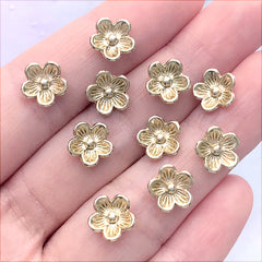 Gold Rose Charms Flower Charm (4pcs / 12mm x 17mm / Gold) Floral Jewel, MiniatureSweet, Kawaii Resin Crafts, Decoden Cabochons Supplies