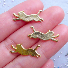 Lazy Cat Charms | Cute Kitty Charm | Kawaii Animal Filling Materials for Resin Crafts | UV Resin Supplies (3pcs / Gold / 20mm x 8mm)