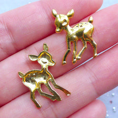 White Tailed Deer Charms | Sika Deer Charm | Cute Animal Filling Materials for UV Resin Crafts | Kawaii Supplies (3pcs / Gold / 14mm x 21mm)