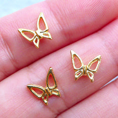 Tiny Mini Butterfly Charms | Insect Nail Cabochon | Filling Materials for Kawaii UV Resin Supplies (3pcs / Gold / 8mm x 8mm)