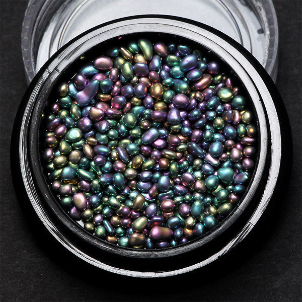 Opalescent Iridescent Stones | Miniature Fish Bowl Stone | Tiny Mini Beans in Irregular Shape | Nail Decoration (Mermaid Tears / 2.5grams)