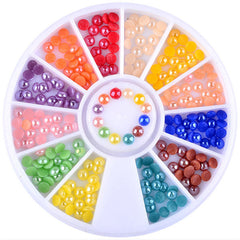 Assorted Candy Pearl in 3mm | Half Round ABS Pearls | Nail Art Embellishments | Kawaii Craft Supplies (Colorful Mix)