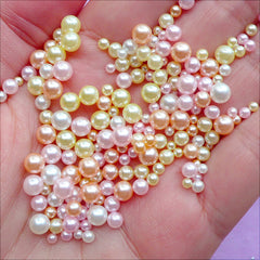 Kawaii Pearl Assortment in Various Sizes | Faux Pearls with No Hole | ABS Round Pearl | Mermaid Decoration | Filling Material for Resin Craft (Snowy Pink Winter / 2.5mm to 5mm / 150-200pcs)