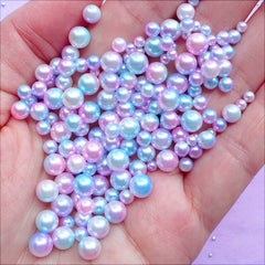 Kawaii Mermaid Pearls in Pastel Gradient | Assorted Faux Pearls in Various Sizes | Round Pearl with No Hole (Pastel Galaxy / 3mm to 6mm / 100-150pcs)