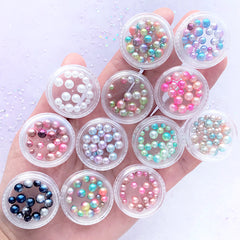 Assorted Rainbow Gradient Mermaid Pearl | Round ABS Pearl Assortment | No Hole Pearls | Kawaii Resin Inclusions (12 Boxes)