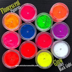 Fluorescent Pigment Set | Glow under Black Light | Neon Pigments | Luminous Paint | Resin Dye | Resin Coloring (12 Color Mix)