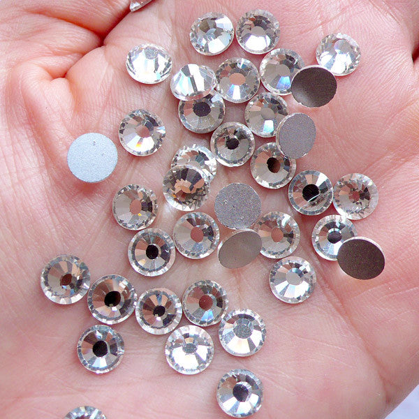 SS28 Round Glass Rhinestones | 6mm Faceted Crystal Rhinestones | Bling Bling Decoration | Cell Phone Case Decoden | Luxury Wedding Card Making (35pcs / Clear)