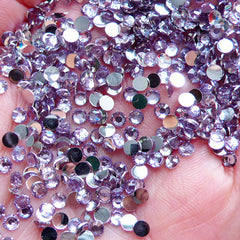 3mm Round Rhinestones | 14 Faceted Cut Resin Rhinestones (Light Purple / Around 1000 pcs)