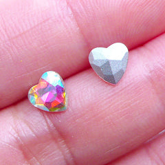 AB Heart Rhinestone | 6mm Pointed Back Rhinestones | Bling Bling Decoden Supplies | Wedding Decoration | Nail Art (6pcs / AB Clear)