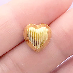 Heart Gemstone with Gold Setting | Rhinestone Embellishment | Hair Bow Center | Kawaii Craft Supplies (1 piece / Blue / 10mm x 10mm)