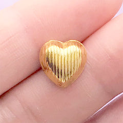 Kawaii Heart Gem with Gold Setting | Bling Bling Bow Center | Sparkle Embellishment | Decoden Supplies (1 piece / Dark Pink / 10mm x 10mm)