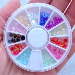 4mm Acrylic AB Rhinestone Assortment Wheel | Assorted Round Faceted Rhinestones | Kawaii Cell Phone Deco | Scrapbook Supplies | Card Decoration (Colorful Mix)