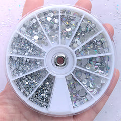 Acrylic Rhinestone Wheel | AB Clear Rhinestone Mix | Bling Bling Decoden Phone Case | Nail Decoration | Scrapbook Supplies (1.5mm, 2mm, 3mm, 4mm & 5mm)