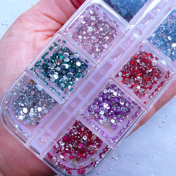 2mm Acrylic Rhinestone Assortment | Assorted Round Rhinestones | Nail ...