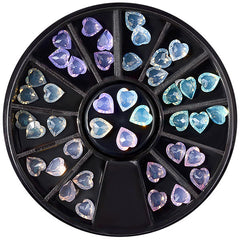 Heart Acrylic Rhinestones Wheel | Pointed Back Crystal | Clear Gemstones | Kawaii Gems (36 pcs / Assorted Pastel Colors)