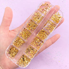 Gold Nail Charm Assortment for Nail Designs | Kawaii Resin Inclusions | Tiny Mini Embellishments (12 Designs)