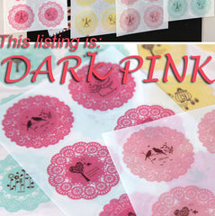DARK PINK Round Lace Sticker Set - Scrapbooking Packaging Party Gift Wrap Diary Deco Collage Home Decor S023