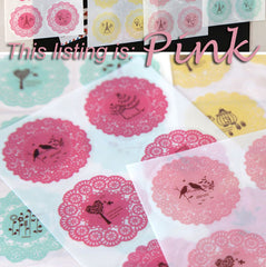 PINK Round Lace Sticker Set - Scrapbooking Packaging Party Gift Wrap Diary Deco Collage Home Decor S025