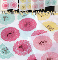 YELLOW Round Lace Sticker Set - Scrapbooking Packaging Party Gift Wrap Diary Deco Collage Home Decor S026