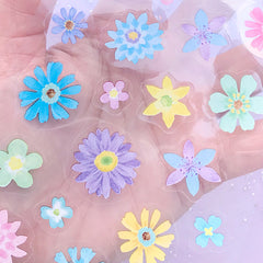 Watercolor Flower Stickers | Floral Seal Sticker | Clear PVC Sticker for Resin Art Decoration | Scrapbook Supplies