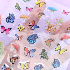Butterfly Mushroom Succulent Plant Stickers | Nature Stickers for Herbarium | Clear Sticker for Resin Art | Home Decoration