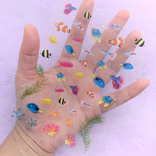 Fish Sticker Realastic Tropical Fish Stickers | Realistic Coral Reef Fish Stickers for Herbar ...