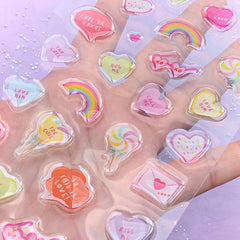 Cute Candy Stickers | Kawaii Epoxy Stickers | Lollipop Sweet Heart Rainbow Sticker | Scrapbook Supplies